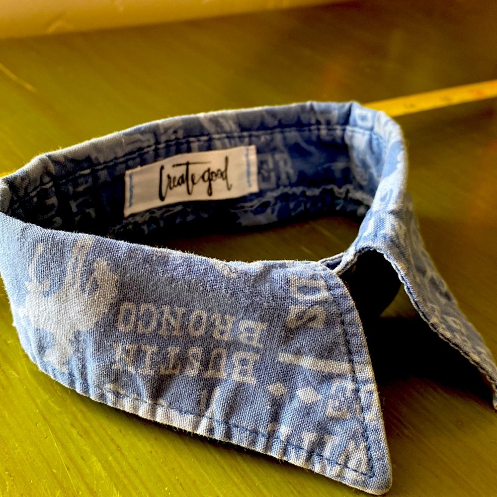 Create Good denim dog collar handmade 13”